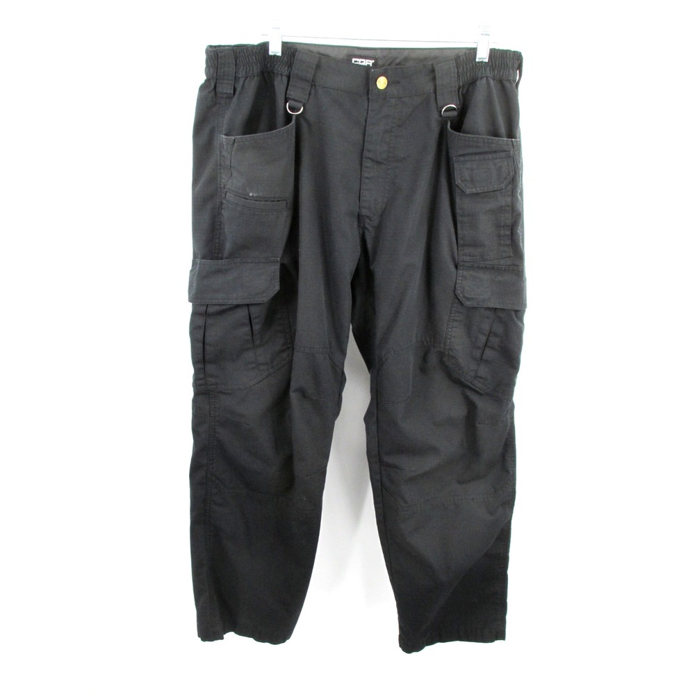 CQR Cargo Utility Ripstop Pants Mens 40/30 Black Mid Rise Work Wear Tactical